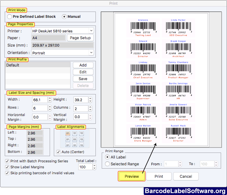 Barcode label software create sticker Mac bar code generator program